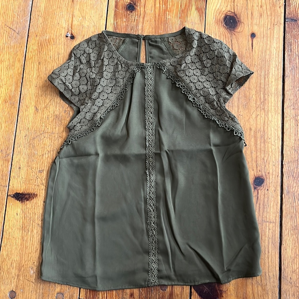 Green lace chiffon top